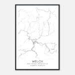 Welch West Virginia Map Poster, Modern Home Decor Wall Art Print   Custom  Maps & Posters In Map Of Welch West Virginia