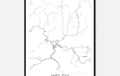 Welch West Virginia Map Poster, Modern Home Decor Wall Art Print - Custom  Maps &amp; Posters in Map Of Welch West Virginia