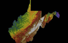 West Virginia Color Elevation Map - Etsy pertaining to Elevation Map of West Virginia