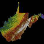 West Virginia Color Elevation Map   Etsy Within Topo Map Of West Virginia