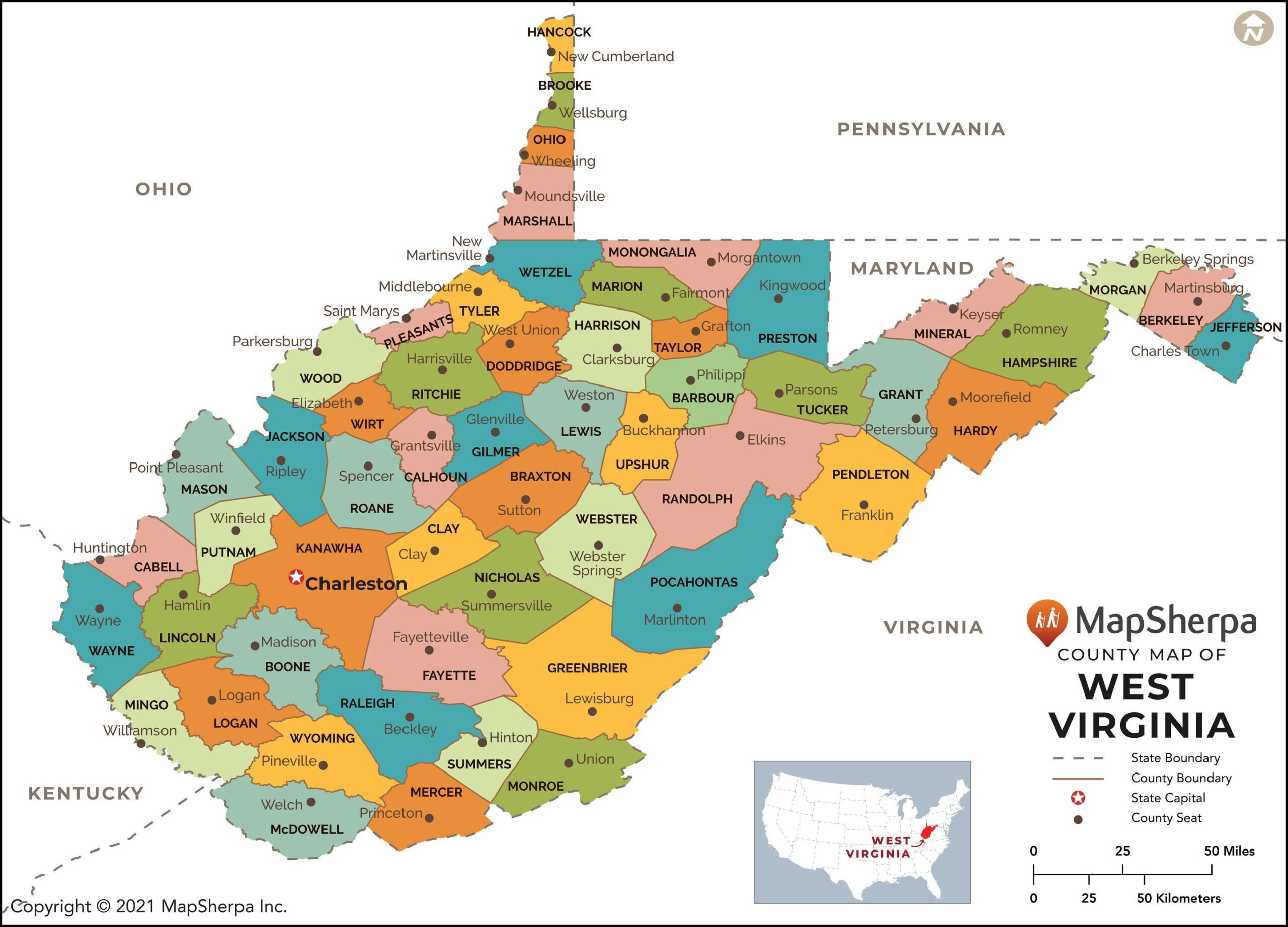 West Virginia Counties Map - Extra Large Map | Stanfords intended for County Map of Ohio and West Virginia