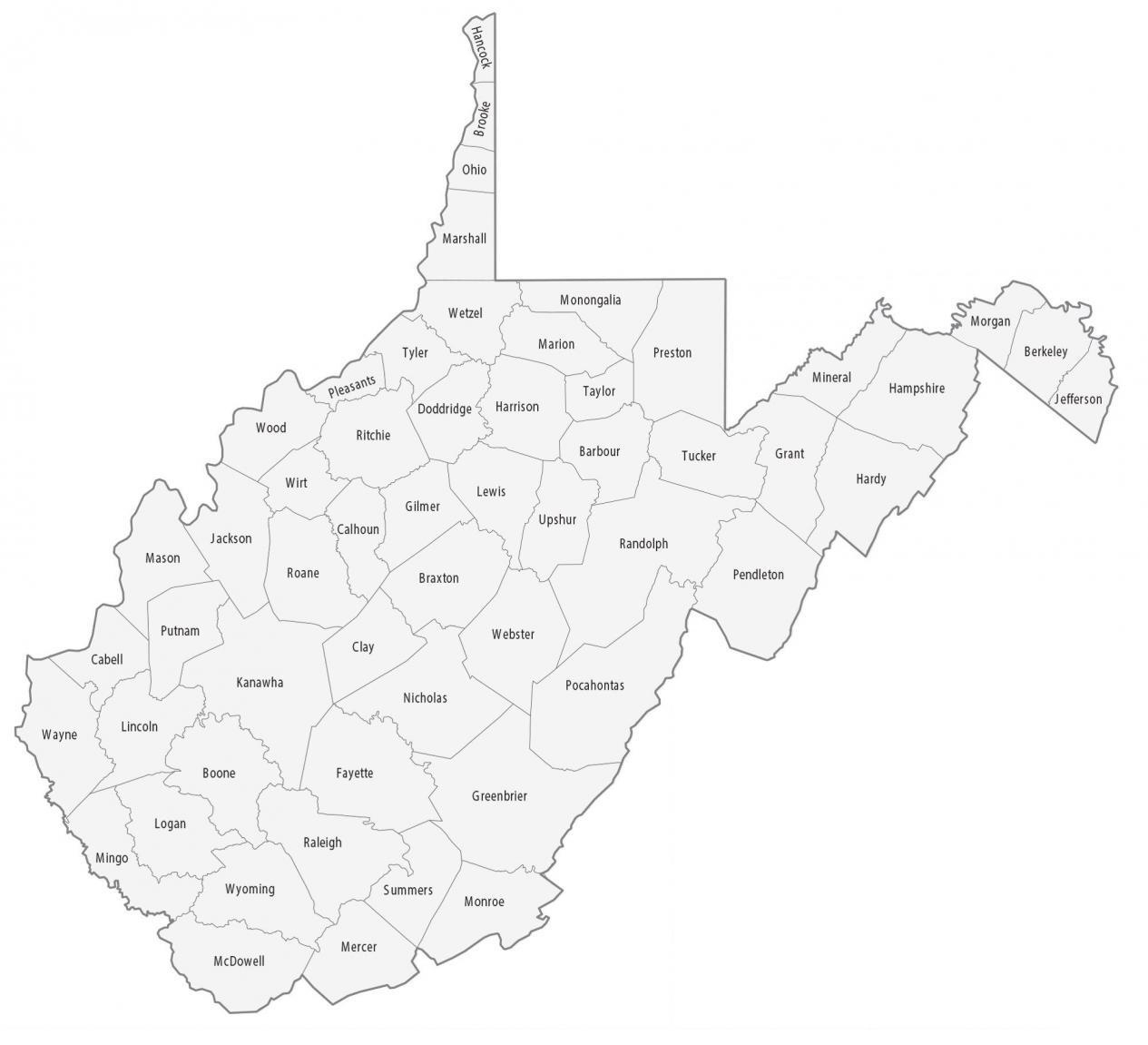 West Virginia County Map - Gis Geography intended for Map of West Virginia By County