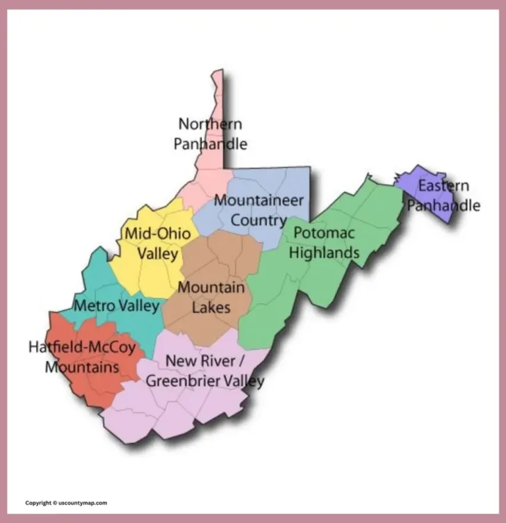 West Virginia By County Map
