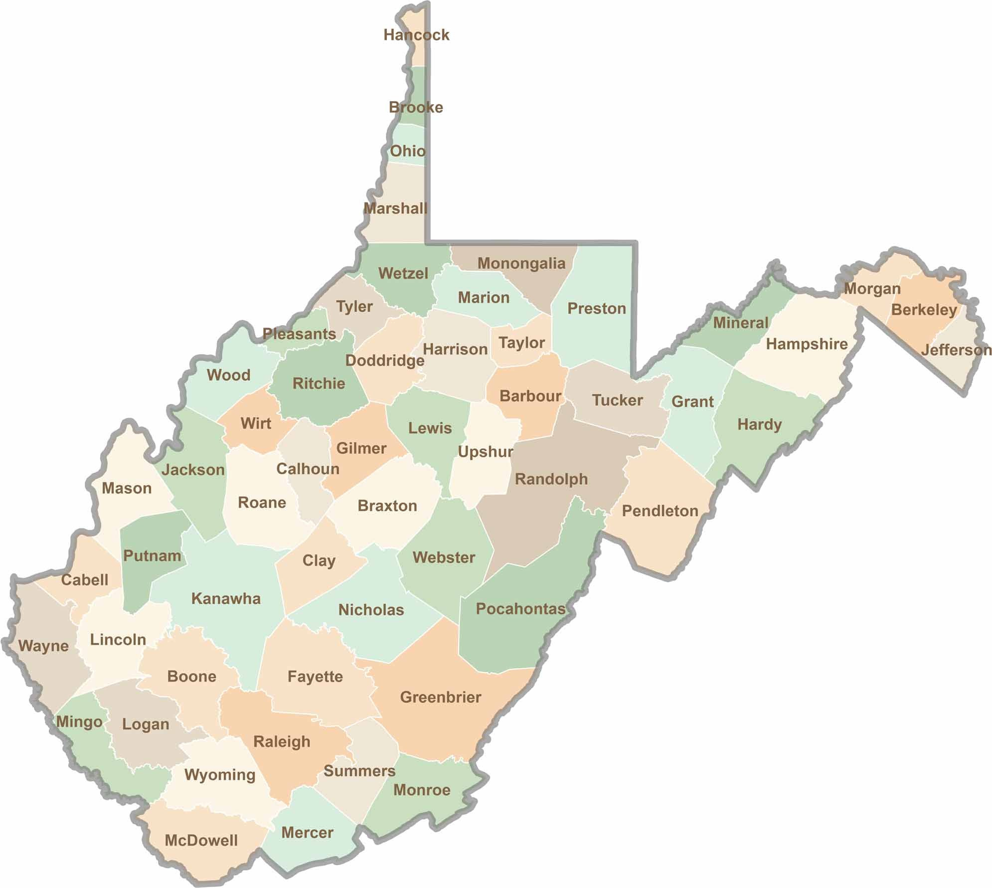 West Virginia County Map - Us County Maps with Map Of Mcdowell County West Virginia