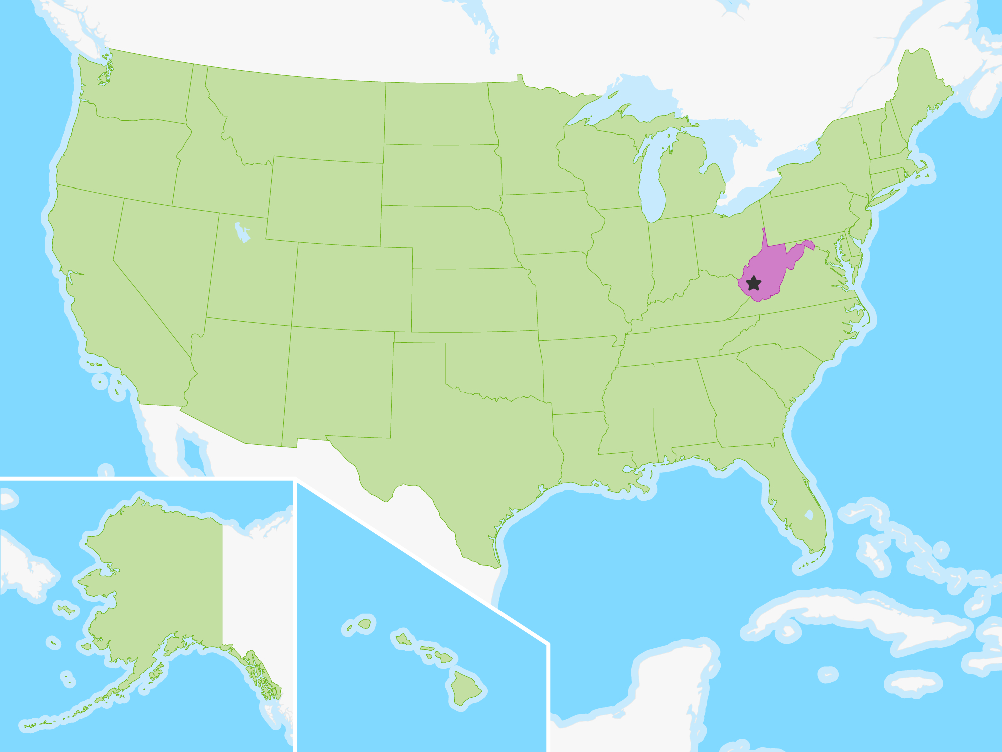 West Virginia | Free Study Maps in West Virginia On The Us Map