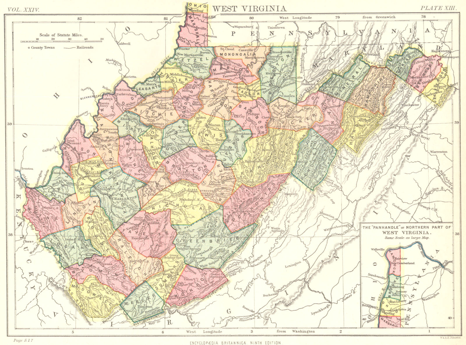 West Virginia; Inset Map Of The &amp;quot;Panhandle&amp;quot; for Map of West Virginia Panhandle