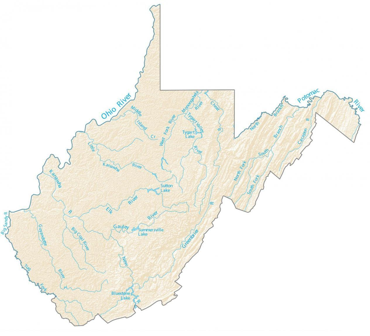 West Virginia Lakes And Rivers Map - Gis Geography for River Map of West Virginia