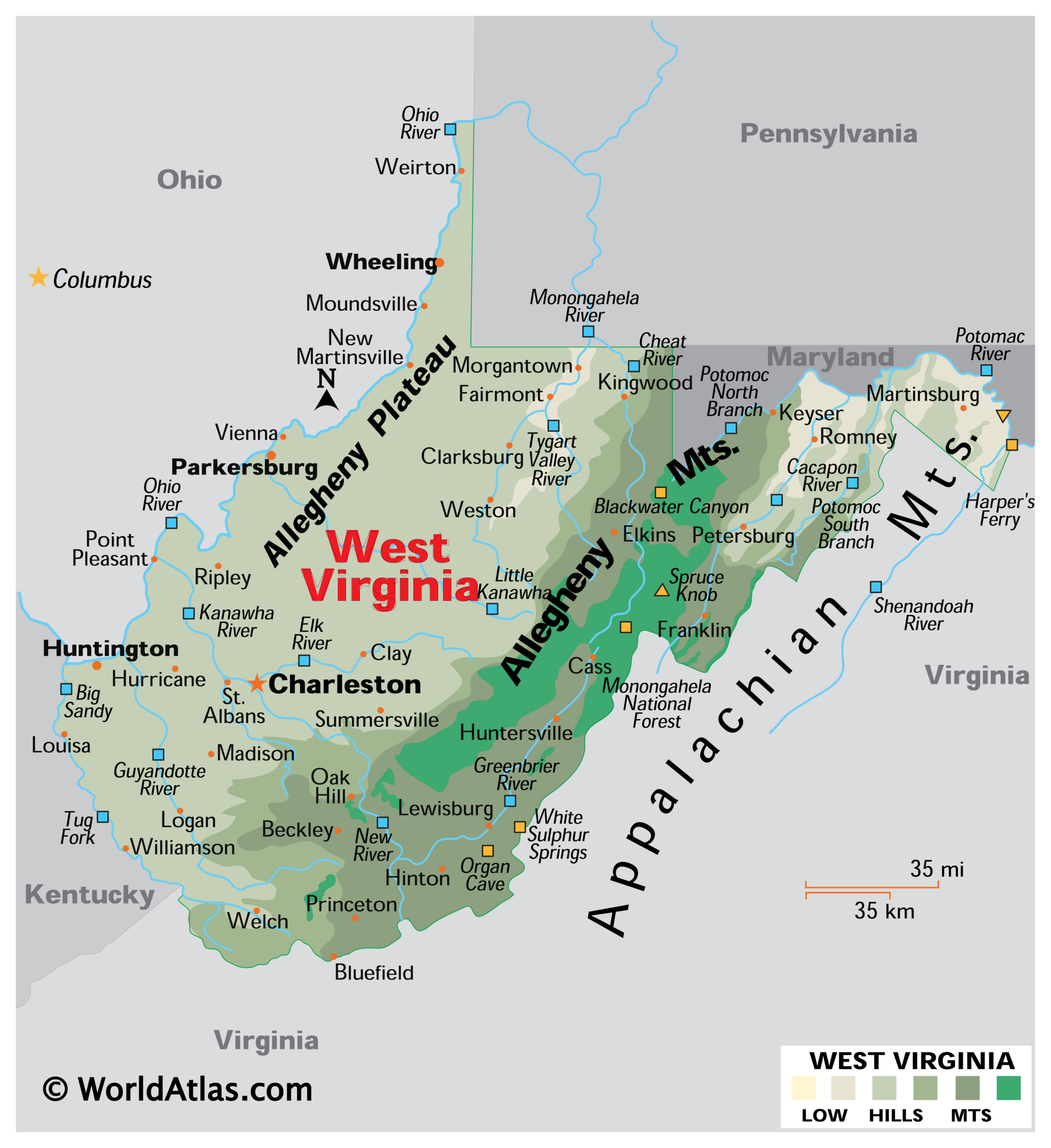 West Virginia Maps &amp;amp; Facts - World Atlas inside Show Me The Map Of West Virginia