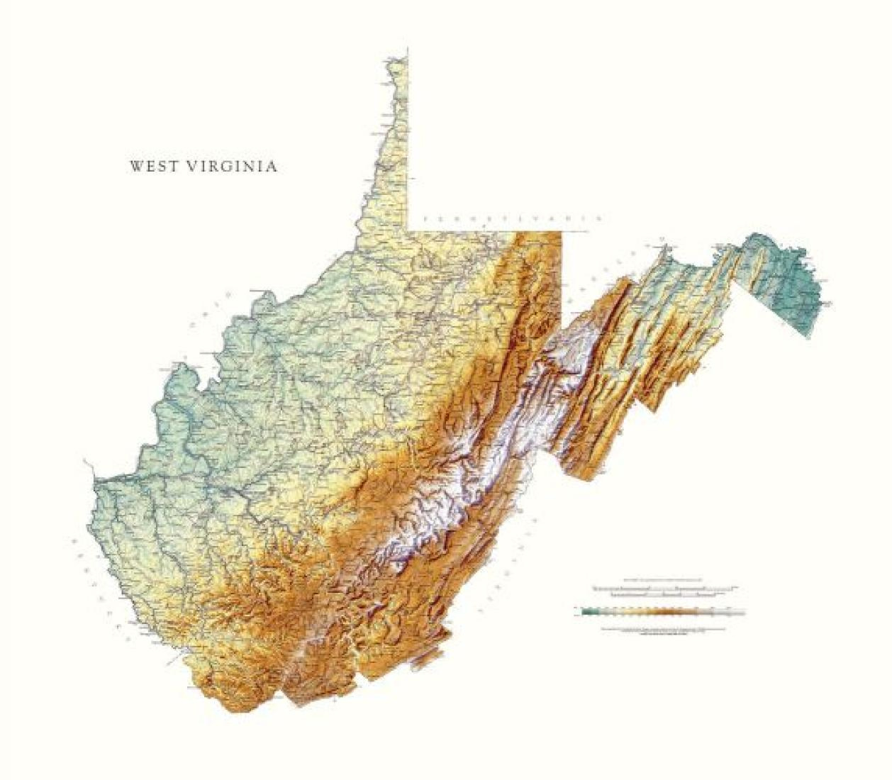West Virginia, Physical, Laminated Wall Mapraven Maps throughout Geographical Map of West Virginia