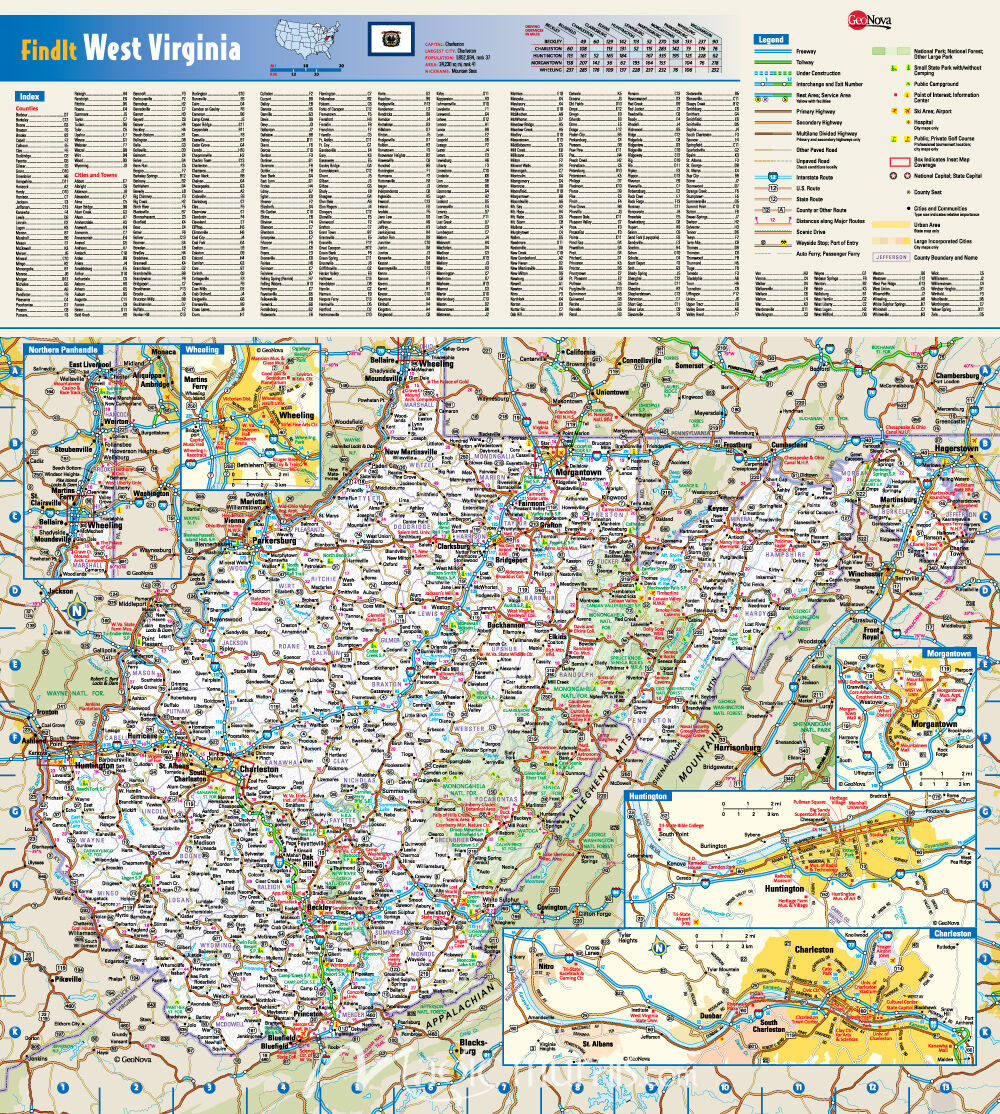 West Virginia State Highway Map Wall Muralmagic Murals intended for Road Map Of Western Virginia