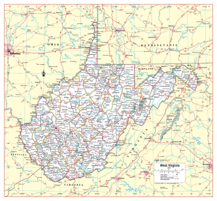 Printable Map of West Virginia