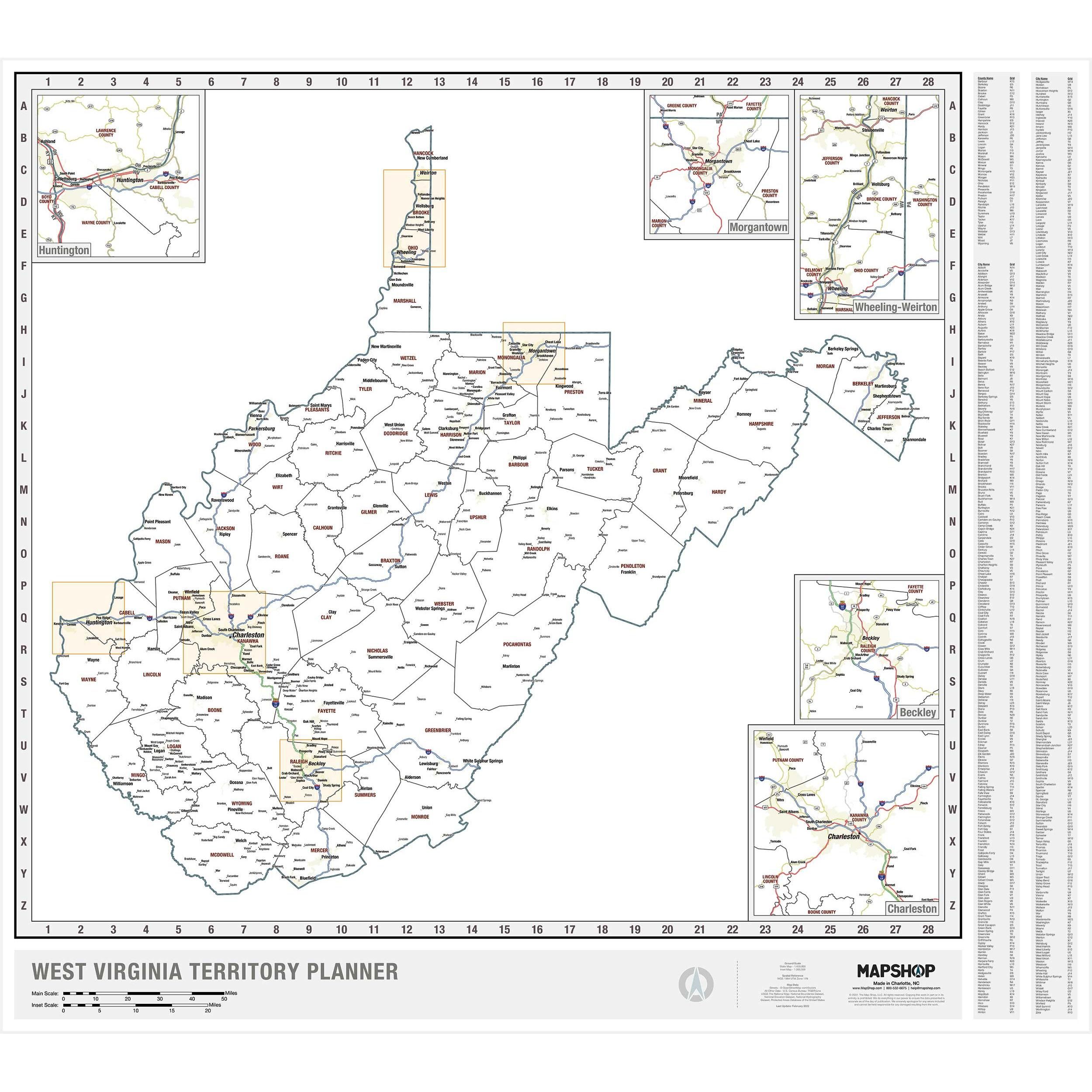 West Virginia Territory Planner Wall Mapmapshop - The Map Shop inside Simple Map of West Virginia