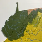 West Virginia, Usa (Wv) Topographic Map With Riversansonl Regarding Topographic Map Of West Virginia