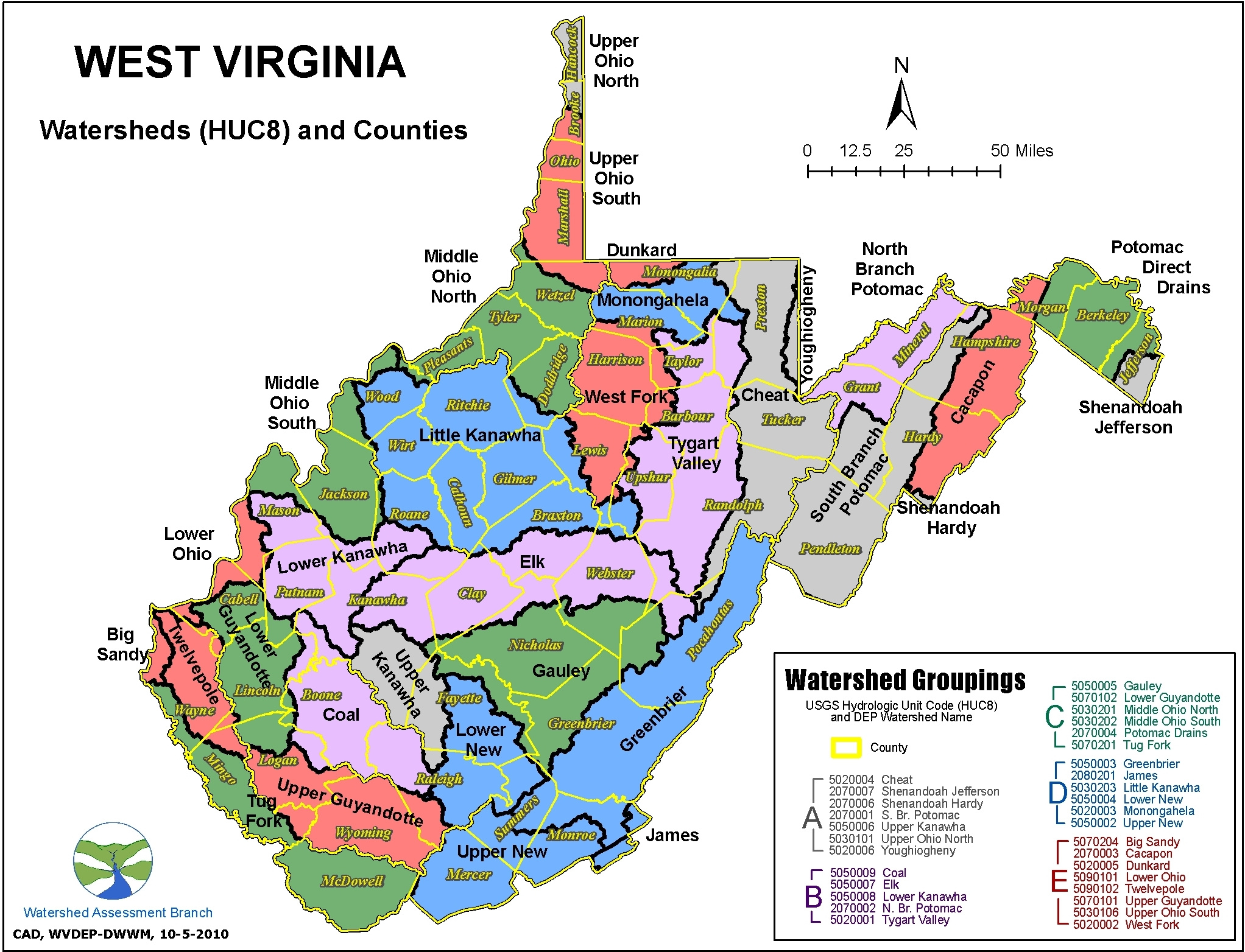West Virginia Watersheds regarding River Map of West Virginia