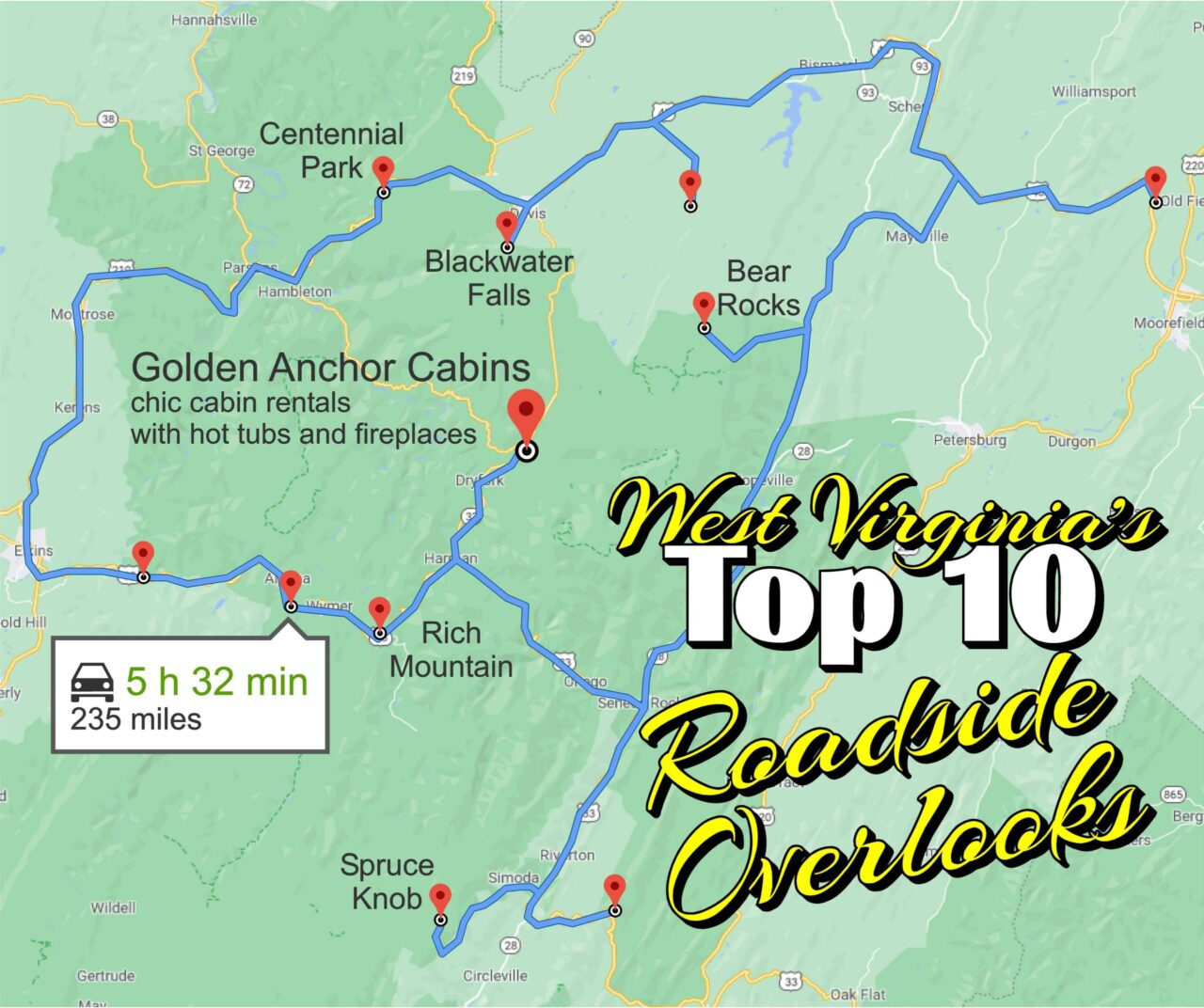 West Virginia&amp;#039;S Top 10 Roadside Mountain Overlooks inside West Virginia Scenic Drives Map