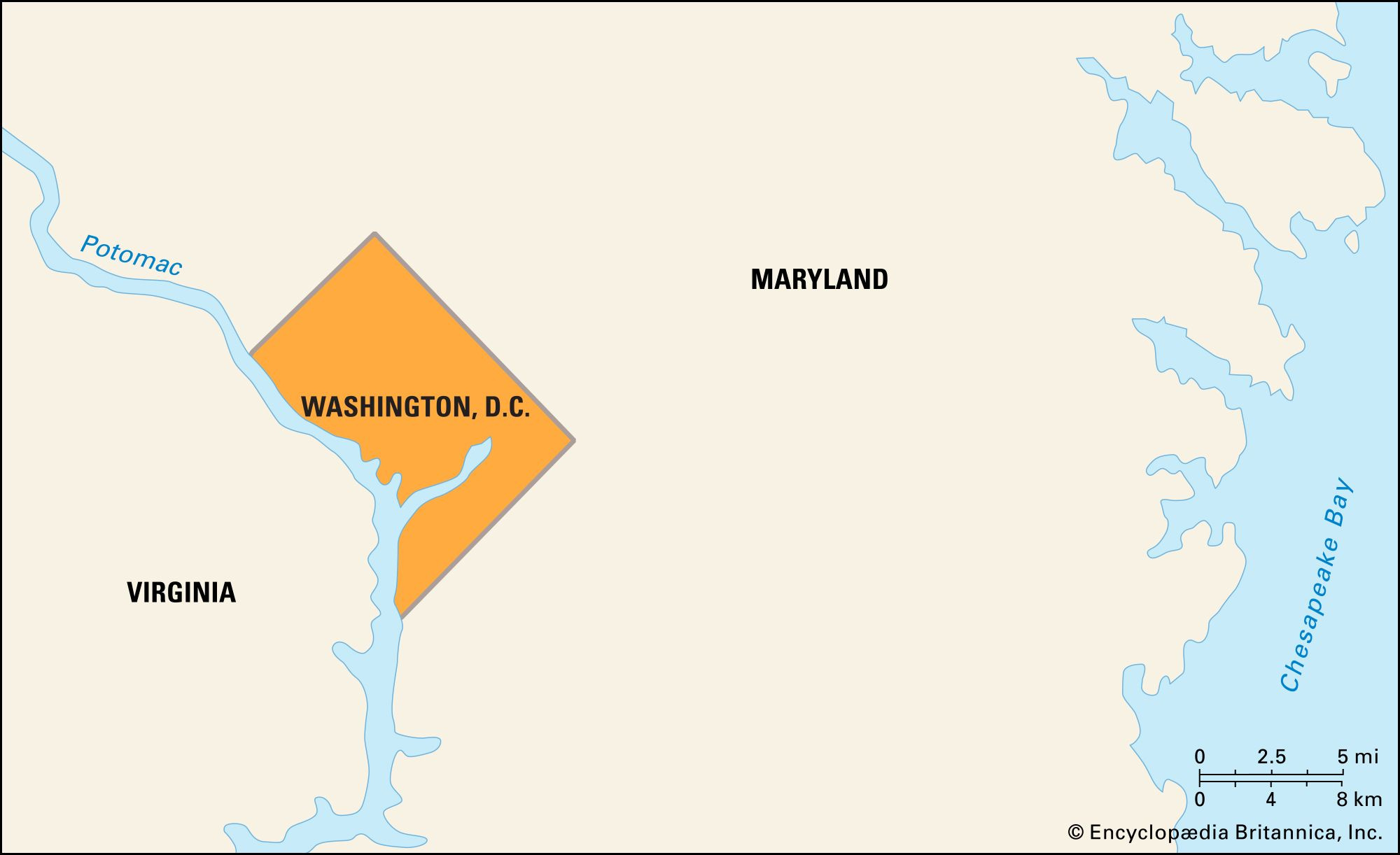 What State Is Washington, D.c. In? | Britannica with regard to Map of DC Maryland Virginia