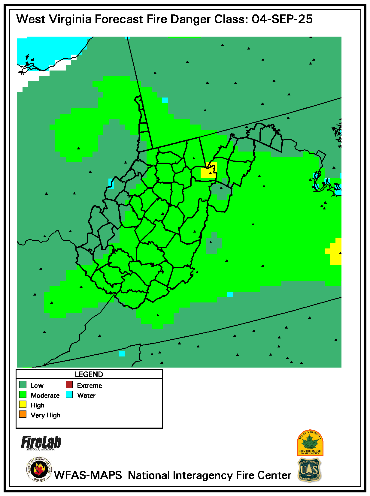 Wildfire Danger Map - Wv Division Of Forestry regarding Fire In West Virginia Map