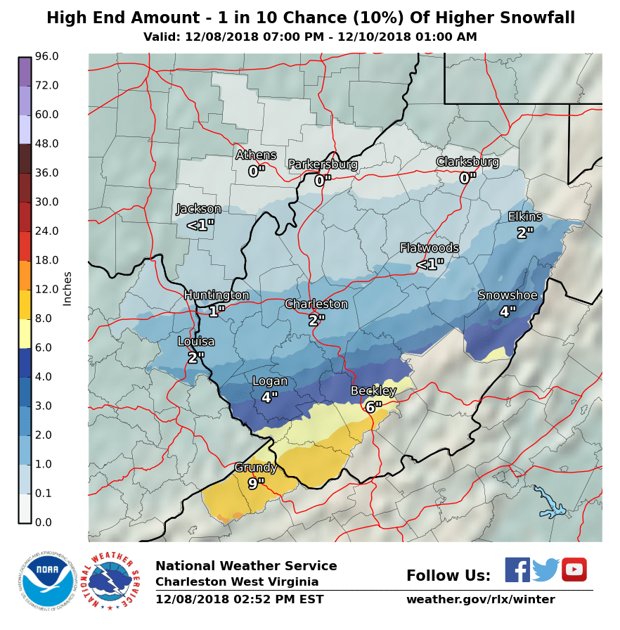 Winter Storm Brings Heavy Snowfall To The Coalfields Of Southern with regard to West Virginia Snowfall Map