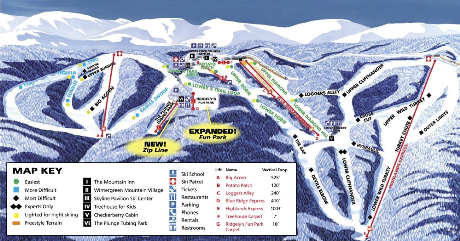 Wintergreen Ski Resort Trail Map • Piste Map • Panoramic Mountain Map pertaining to Ski Areas In Virginia Map