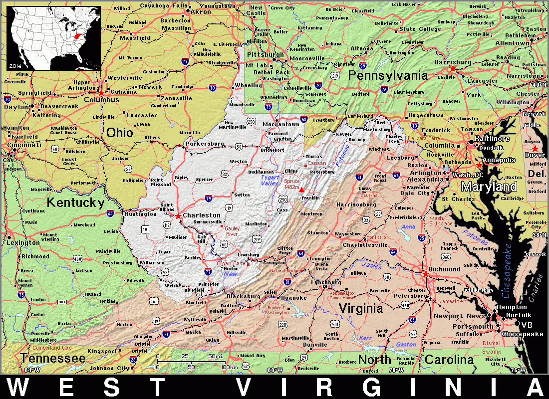 Wv · West Virginia · Public Domain Mapspat, The Free, Open for Ohio And West Virginia Map
