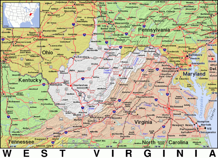 Map of Eastern Panhandle of West Virginia