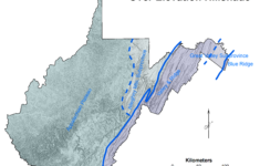 Wvges::wv Physiographic Provinces throughout Mountains of West Virginia Map