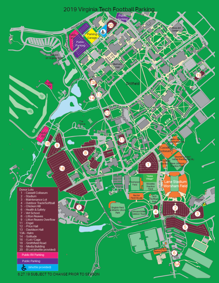 Virginia Tech Parking Lot Map