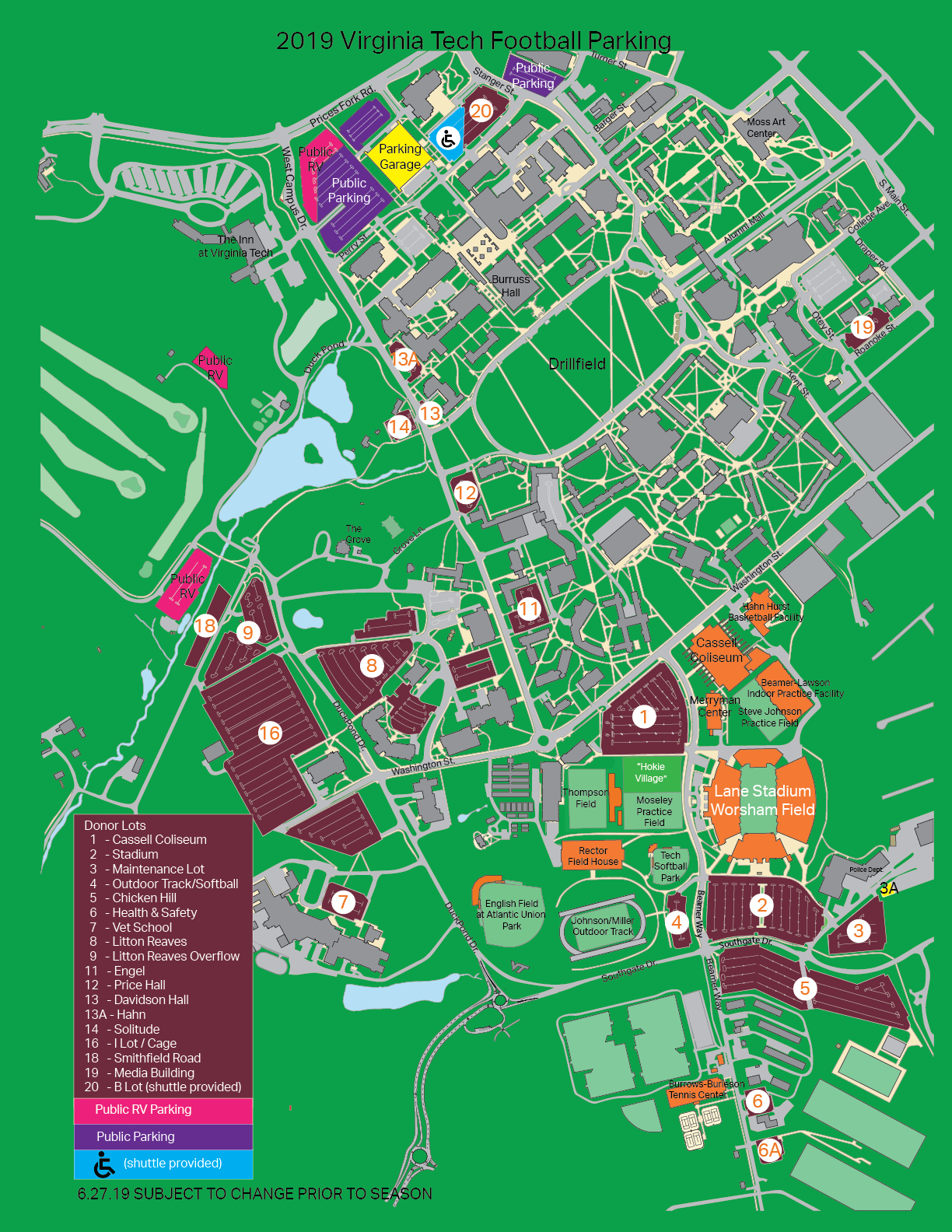 You Can Park In Lot 5 (Chicken Hill), Short Walk To The West intended for Virginia Tech Parking Lot Map